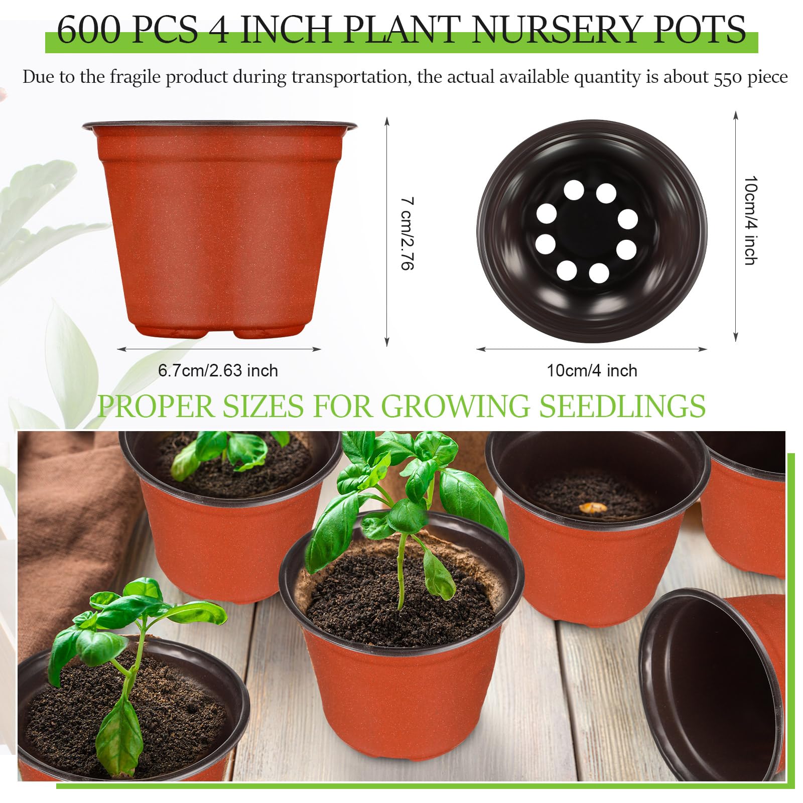Nuanchu 4-inch seedling pot side view with drainage holes for healthy root care.