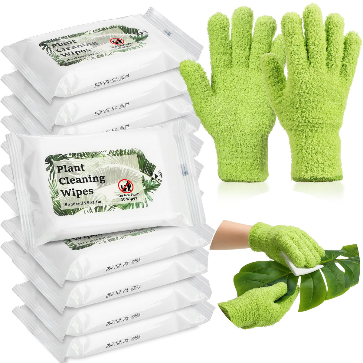 Nuanchu 8-pack plant cleaning wipes on glossy leaves improve cleanliness and appearance