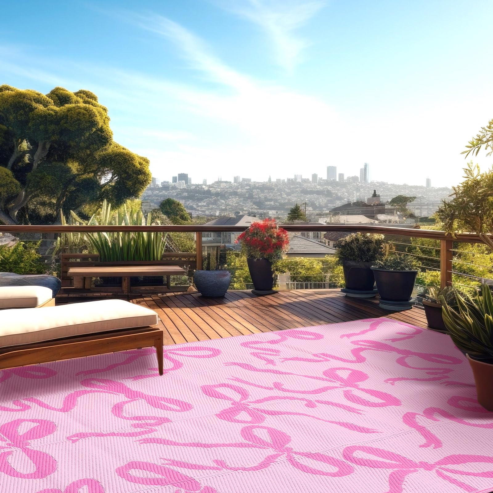 Nuanchu barefoot-friendly rug ideal for courtyards, terraces, and patios.