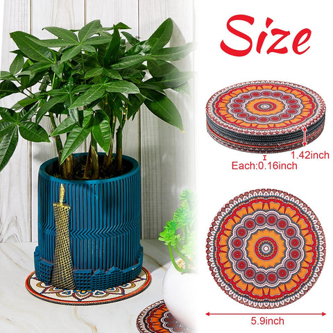 Nuanchu boho mandala pattern coaster closeup highlighting stylish protection