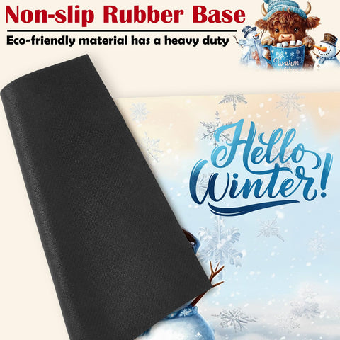 Nuanchu Christmas winter design mat keeps entry inviting