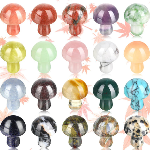 Nuanchu crystal mushroom decor mini-sculpture 20pcs for meditation ambience and decorative charm.