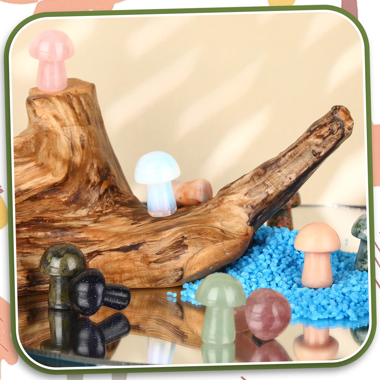 Nuanchu crystal mushroom garden decor stones enhance pot arrangements with subtle sparkle.