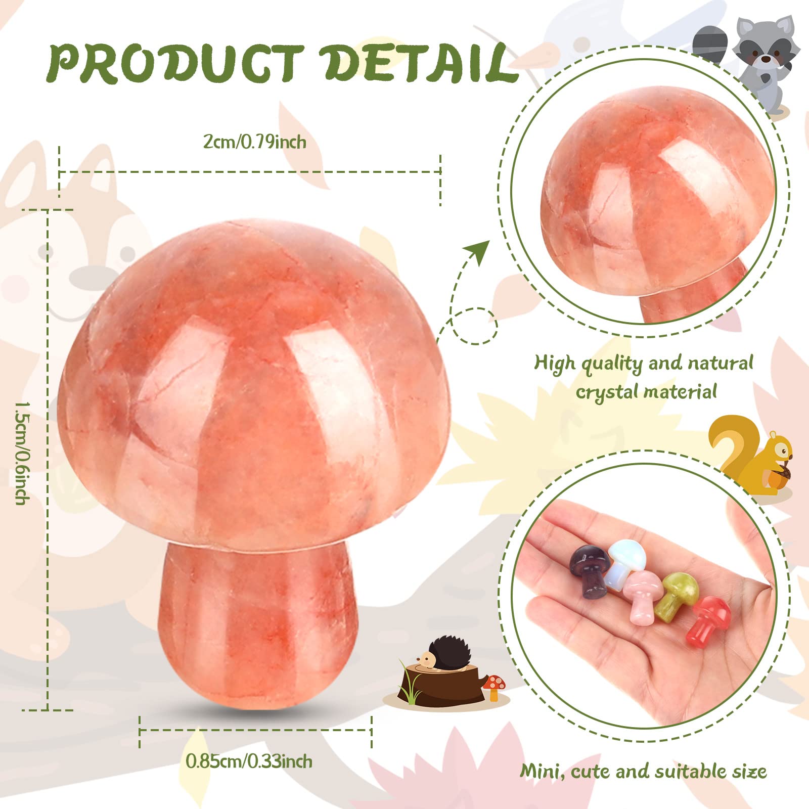 Nuanchu crystal mushroom worry stones DIY kit for tabletop calming decoration.