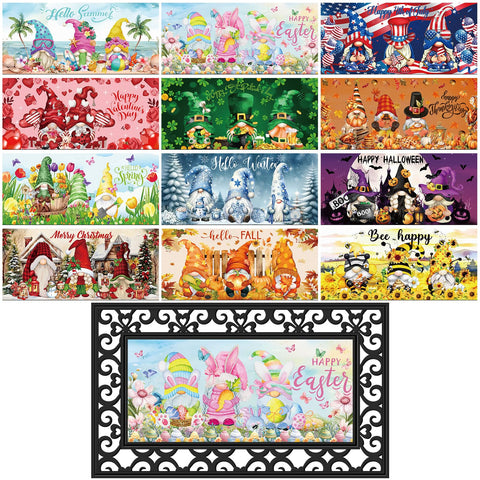 Nuanchu seasonal door mat inserts showing year‑round designs for welcome entryways.
