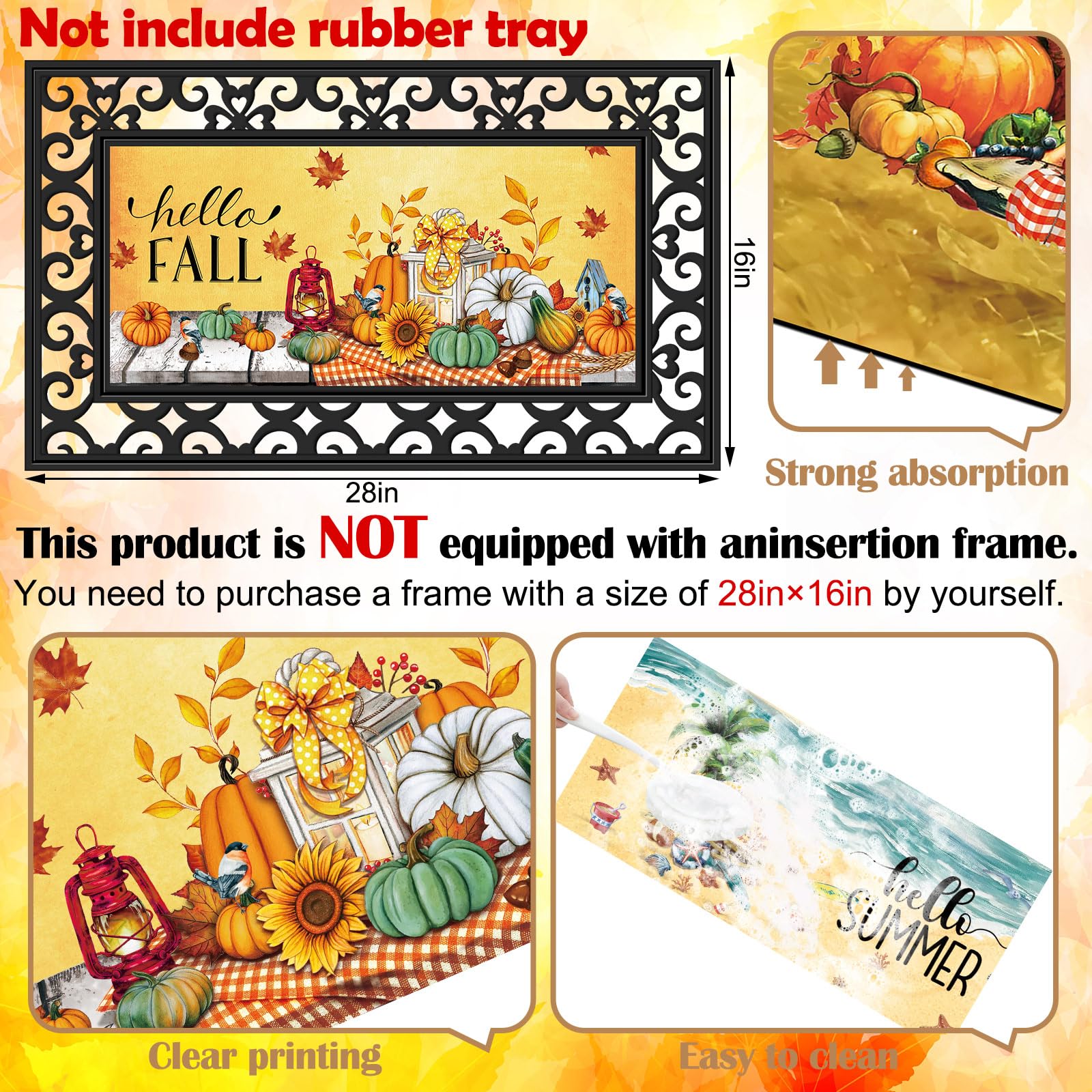 Nuanchu door mat 22 by 10 inches fits standard entryways