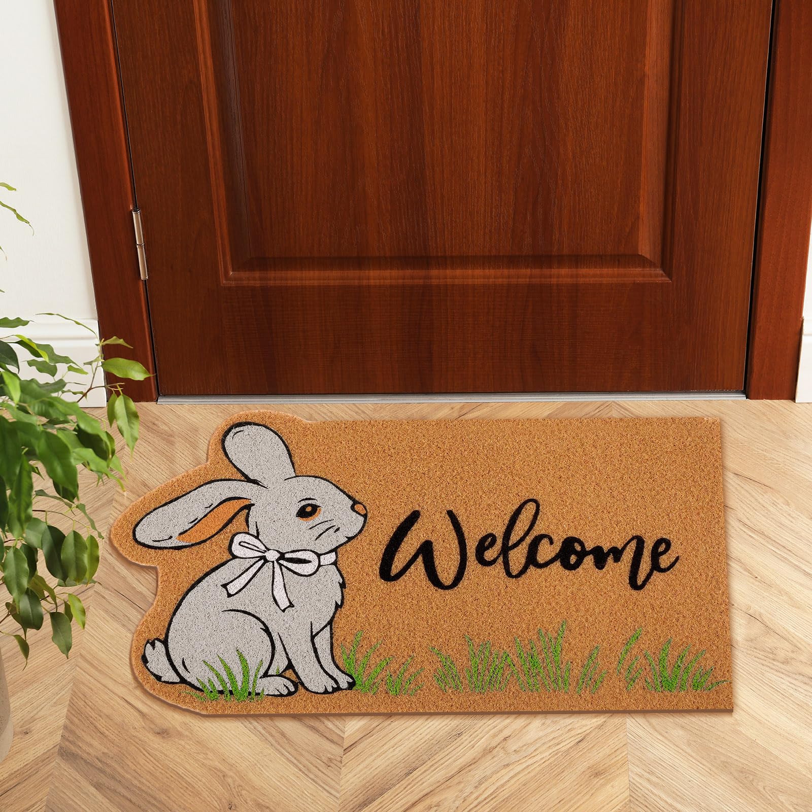 Nuanchu doormat back features non-slip backing for stable placement