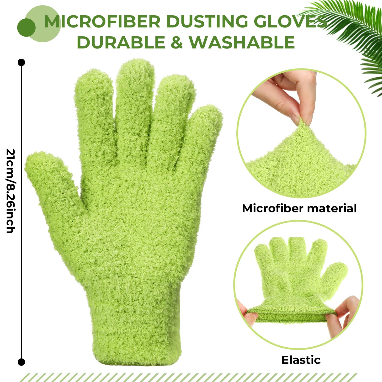 Nuanchu microfiber dusting gloves used on leaf surface for gentle cleaning