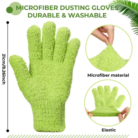Nuanchu microfiber dusting gloves used on leaf surface for gentle cleaning
