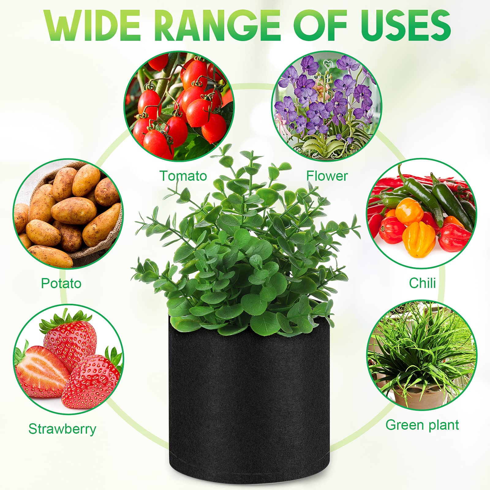 Nuanchu multi-use fabric pots fit flowers and vegetables