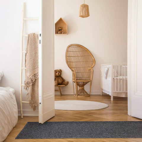 Nuanchu mat with non-slip rubber backing stays in place and controls moisture.