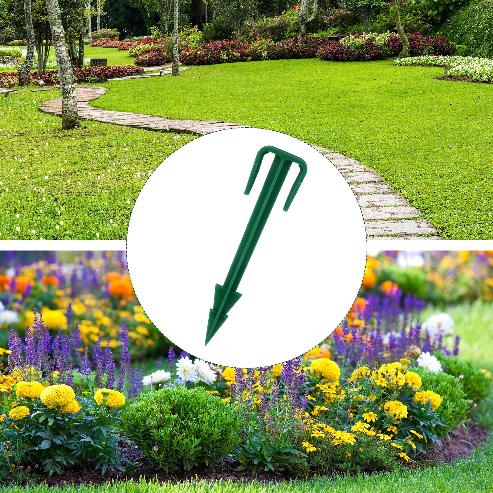 Nuanchu 100-pack of stakes for large landscaping projects.
