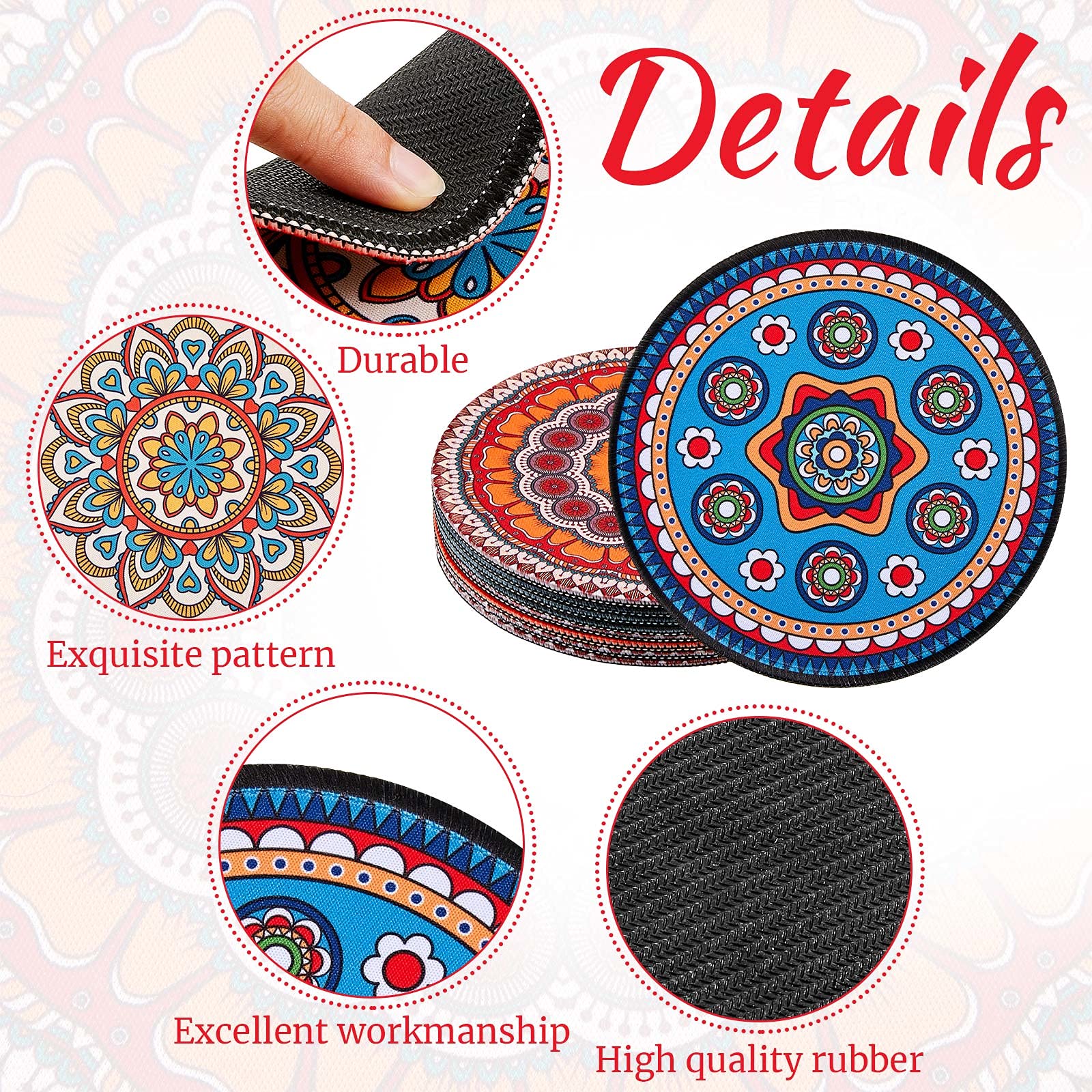Nuanchu rubber absorbent coaster closeup with non-slip grip