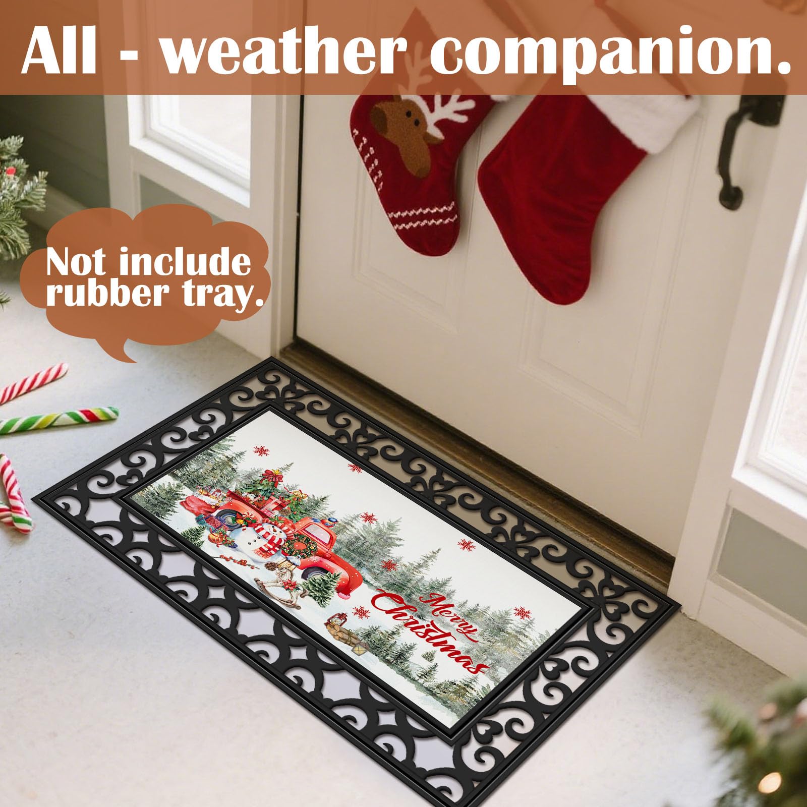 Nuanchu seasonal door mat halloween: non-slip backing keeps it in place on any floor