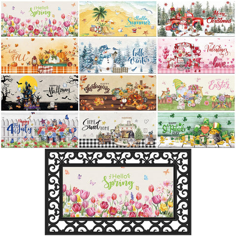 Nuanchu seasonal door mat Irish Easter: interchangeable inserts for year-round welcome
