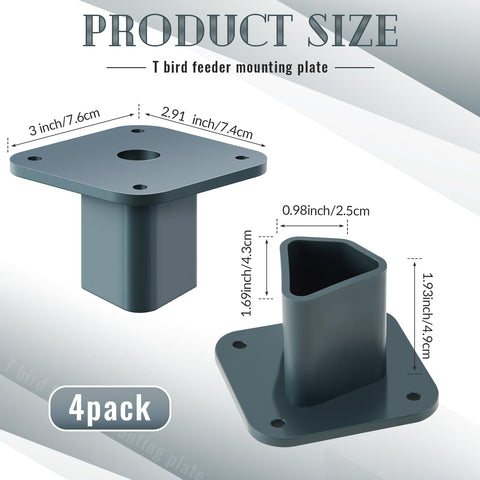 Nuanchu mounting plate on a T-post enables quick bird feeder installation.