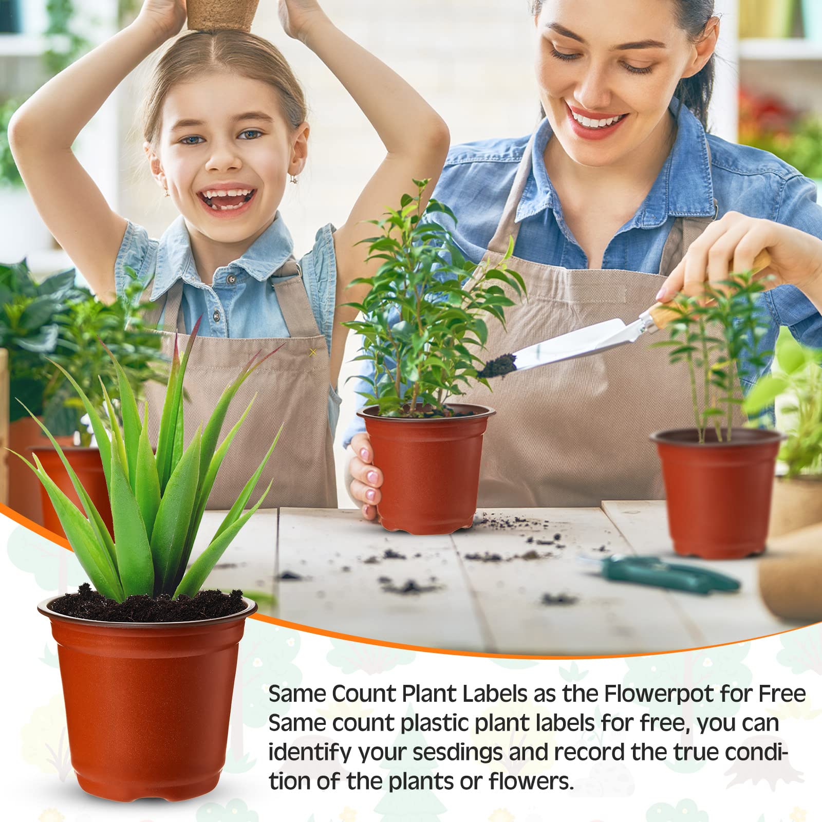 Pots shown in both indoor and outdoor gardening setups.
