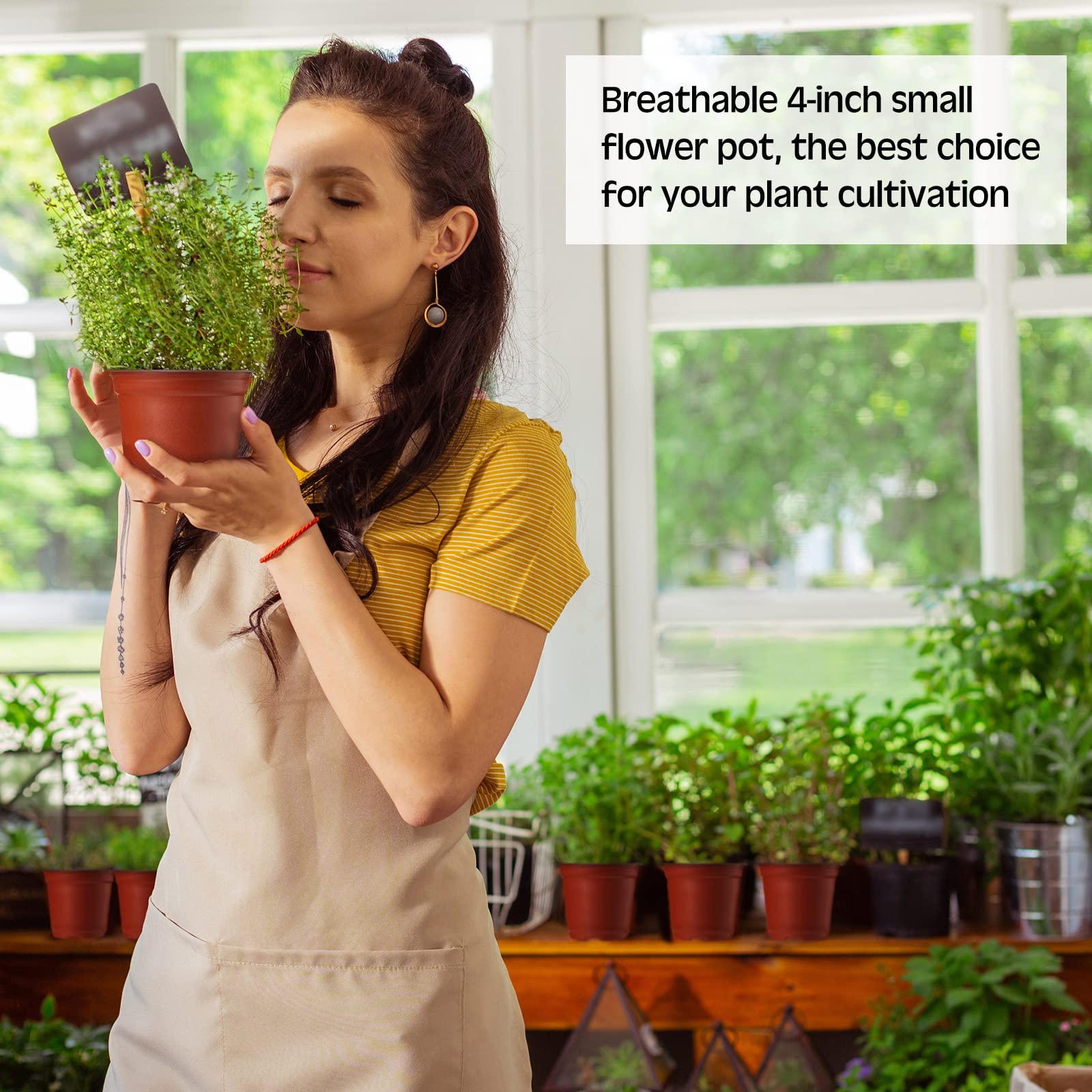 Stacked Nuenen nursery pots saving space on shelves.