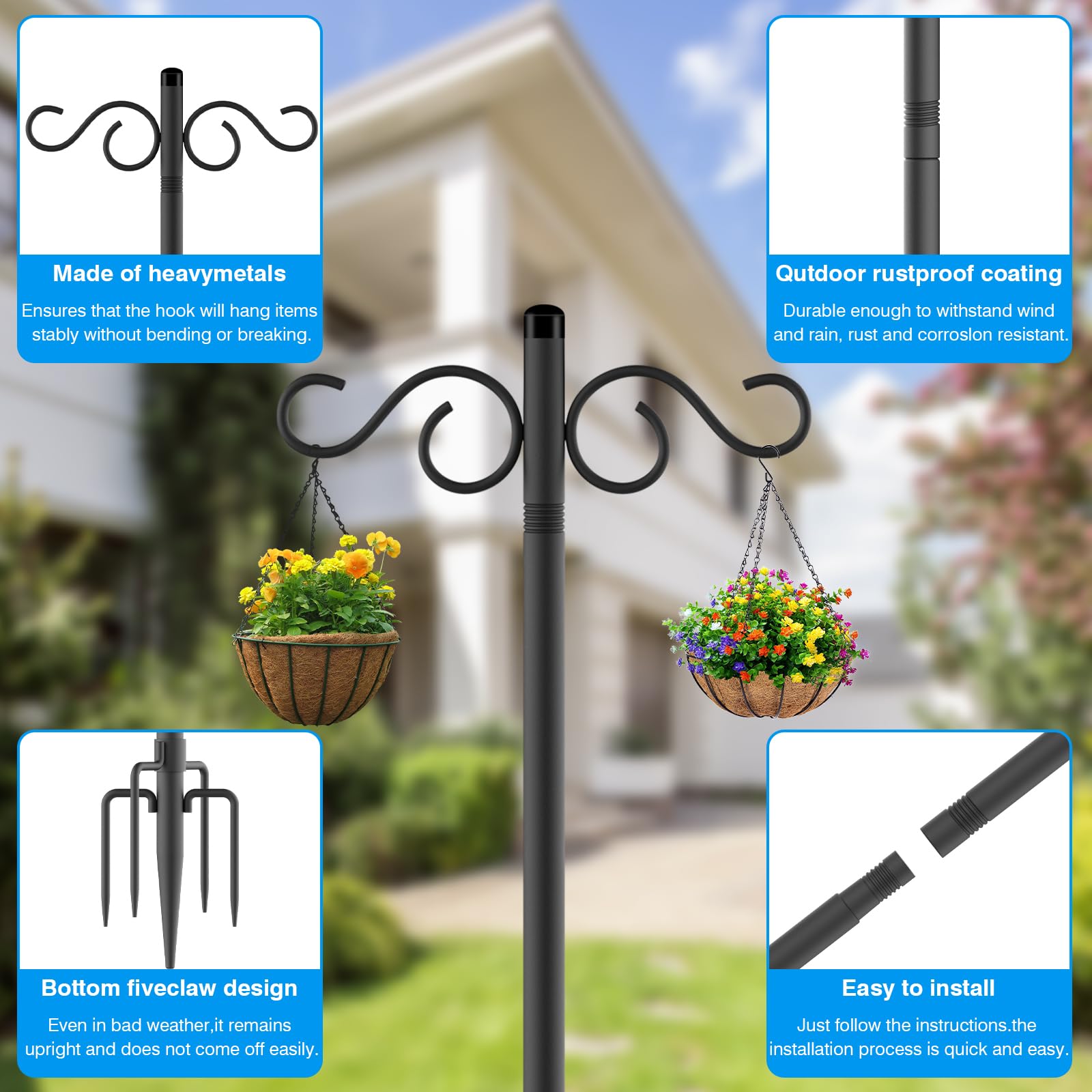 NUERPO sturdy five-paw base stabilizes the stand on various ground types