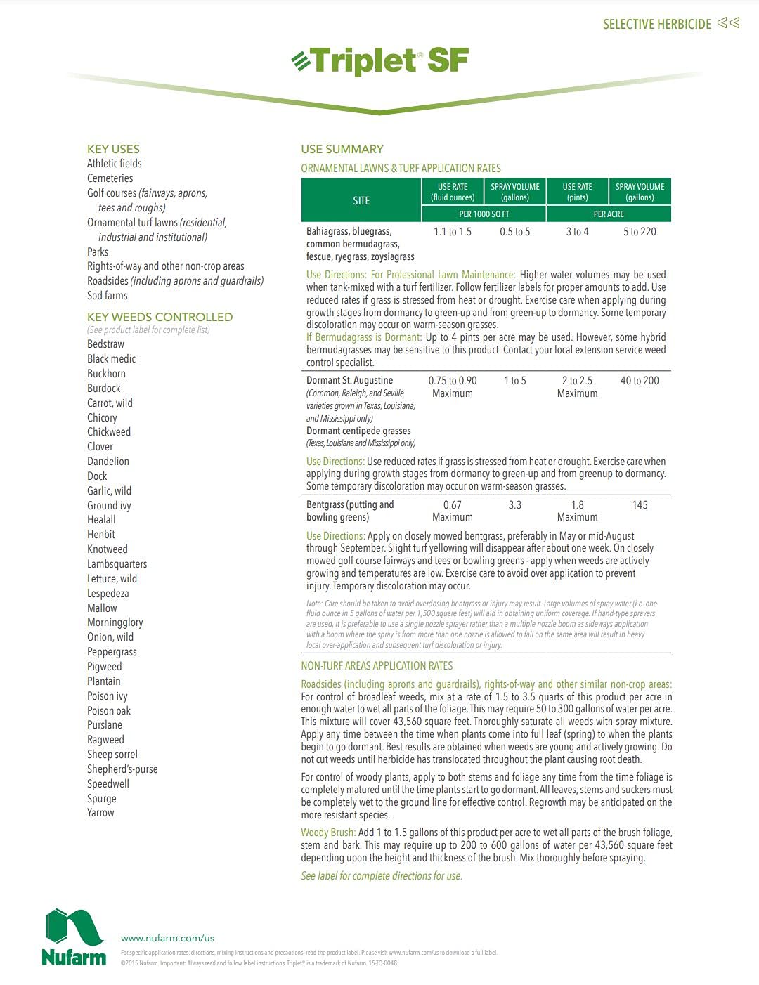 Nufarm Triplet SF sod-farm-usage supports weed control on sod farms.