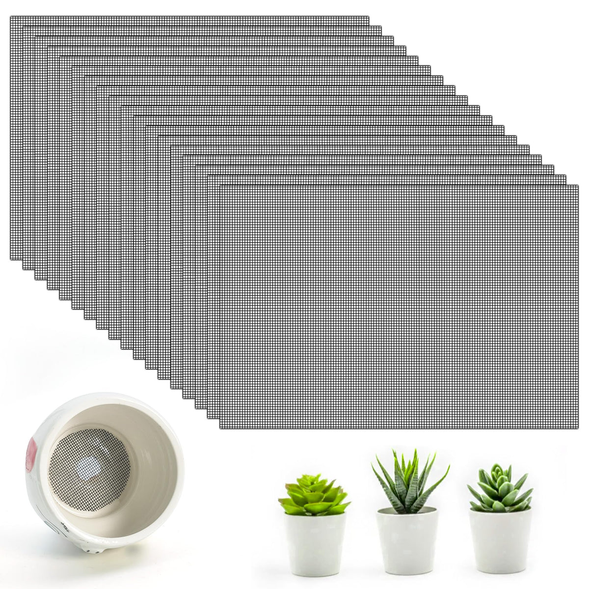 Nufiwra flower pot hole mesh pad 30x20 cm for better drainage and soil stability.