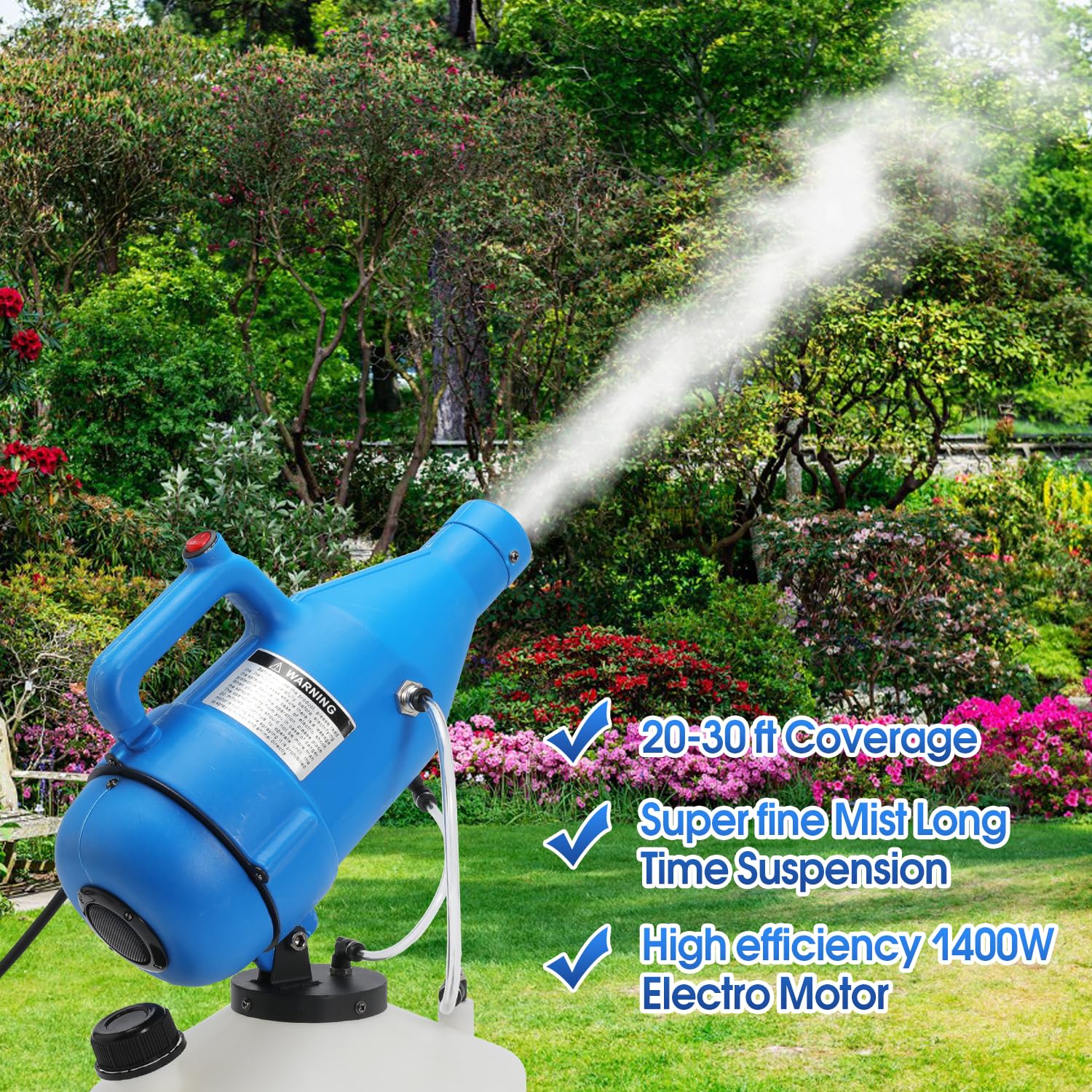 NuFlySic 4.5L fogger mist angle at 60 degrees for versatile coverage
