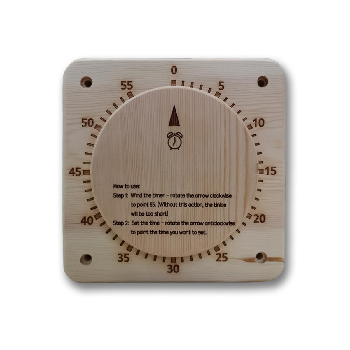 NUIBY Battery-Free 55-Min Sauna Timer front view with audible alert for relaxation.