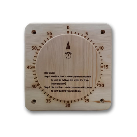 NUIBY Battery-Free 55-Min Sauna Timer front view with audible alert for relaxation.