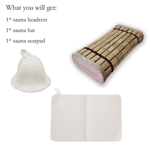 Nuiby seat pad included adds comfort while seated in a spa or sauna
