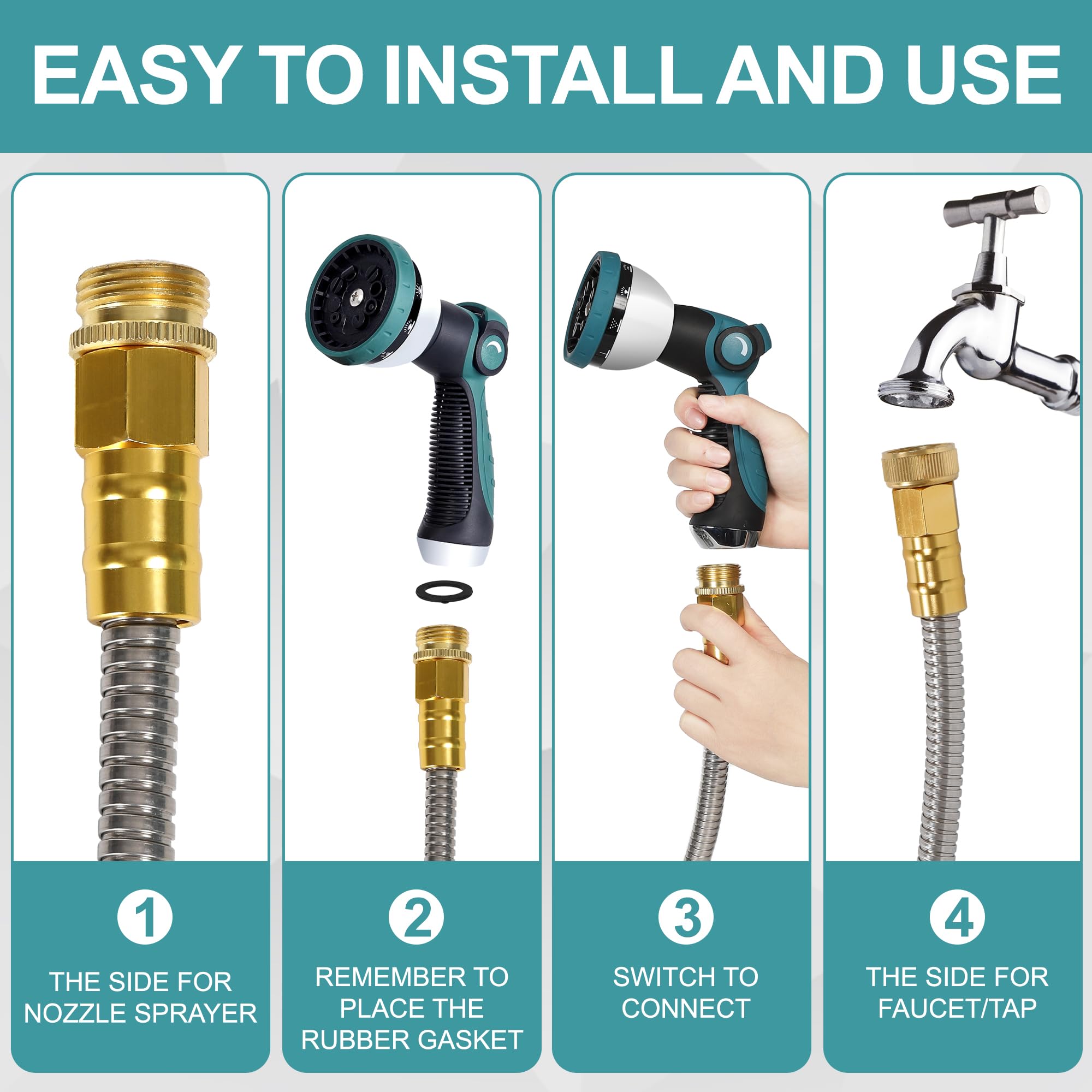 Numwot 10-mode nozzle sprayer offers precise watering control.