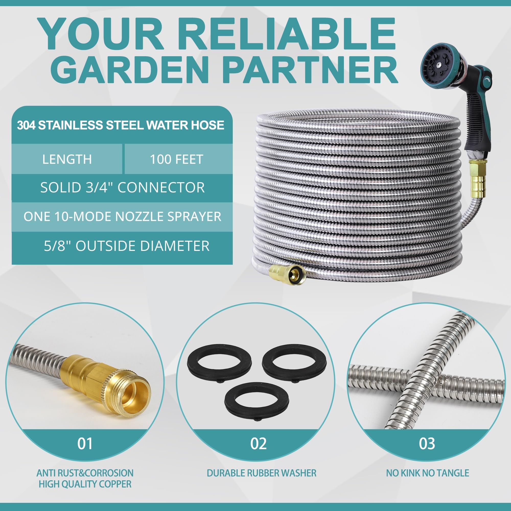 Interior view of Numwot 100ft hose showing rubber inner tubing for flexibility.