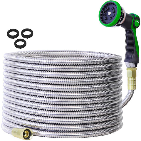 Numwot 100ft hose with steel jacket proving durability and kink resistance.