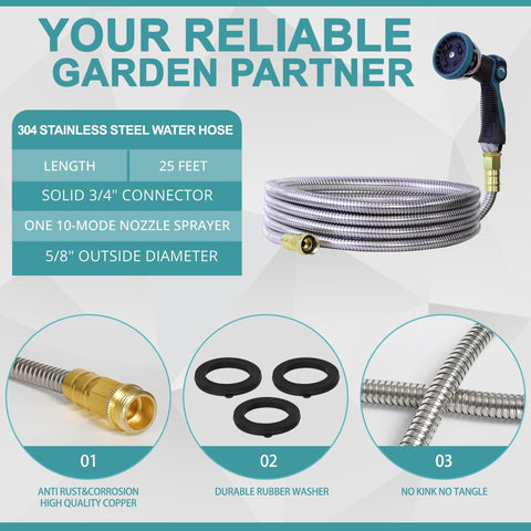 Numwot 304 stainless steel outer hose resists rust during use.
