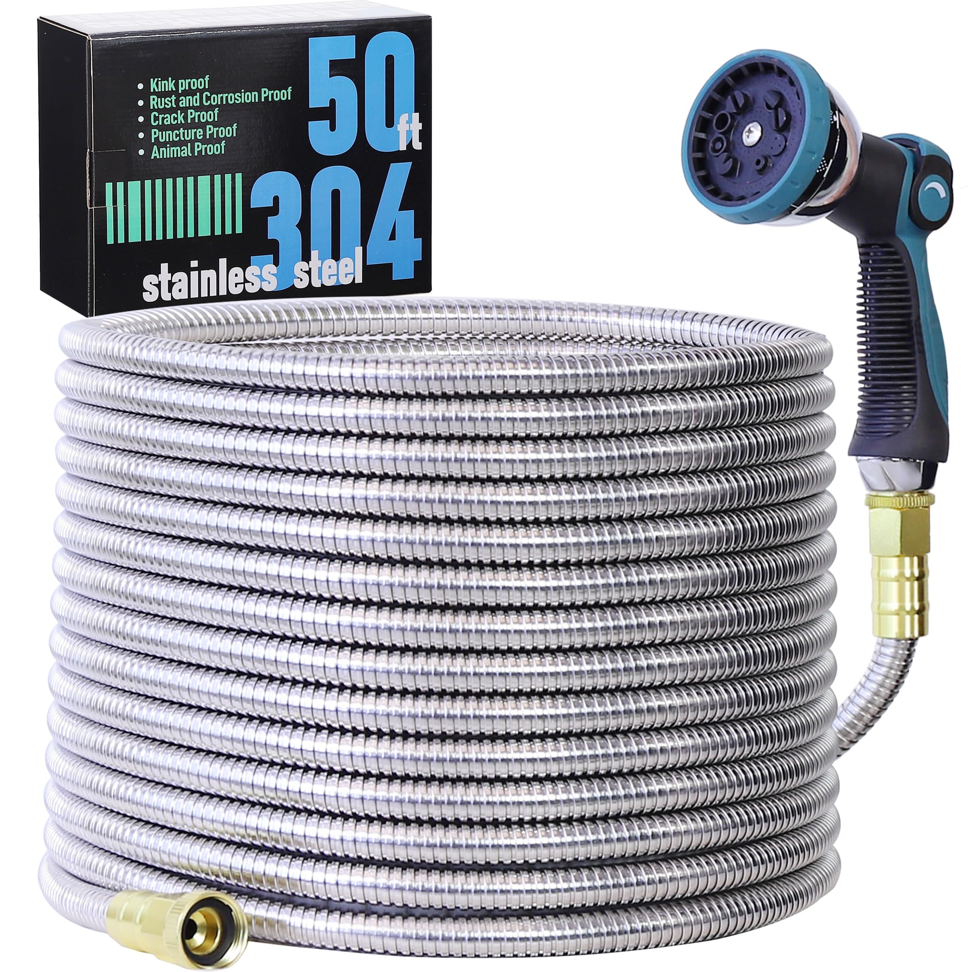 Numwot 50ft garden hose rolled, kink-free design for smooth watering.