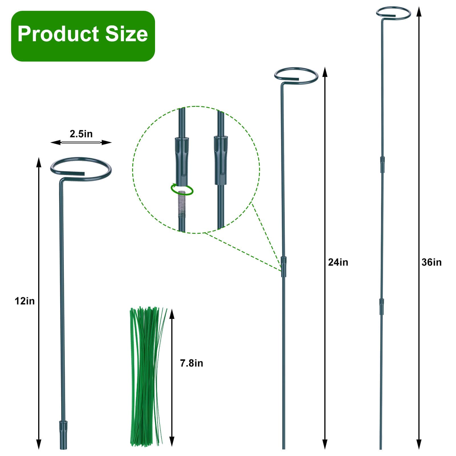 Numyew DIY plant support stake 24-inch provides mid-height support for peppers and flowers