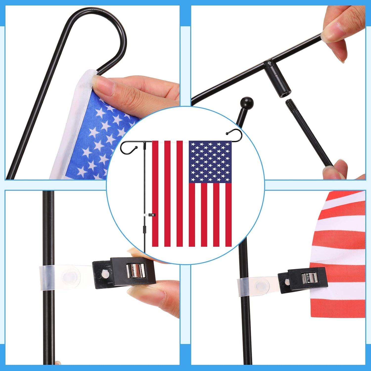 NUOGIC flag stand wide feet enhancing stability on patios.