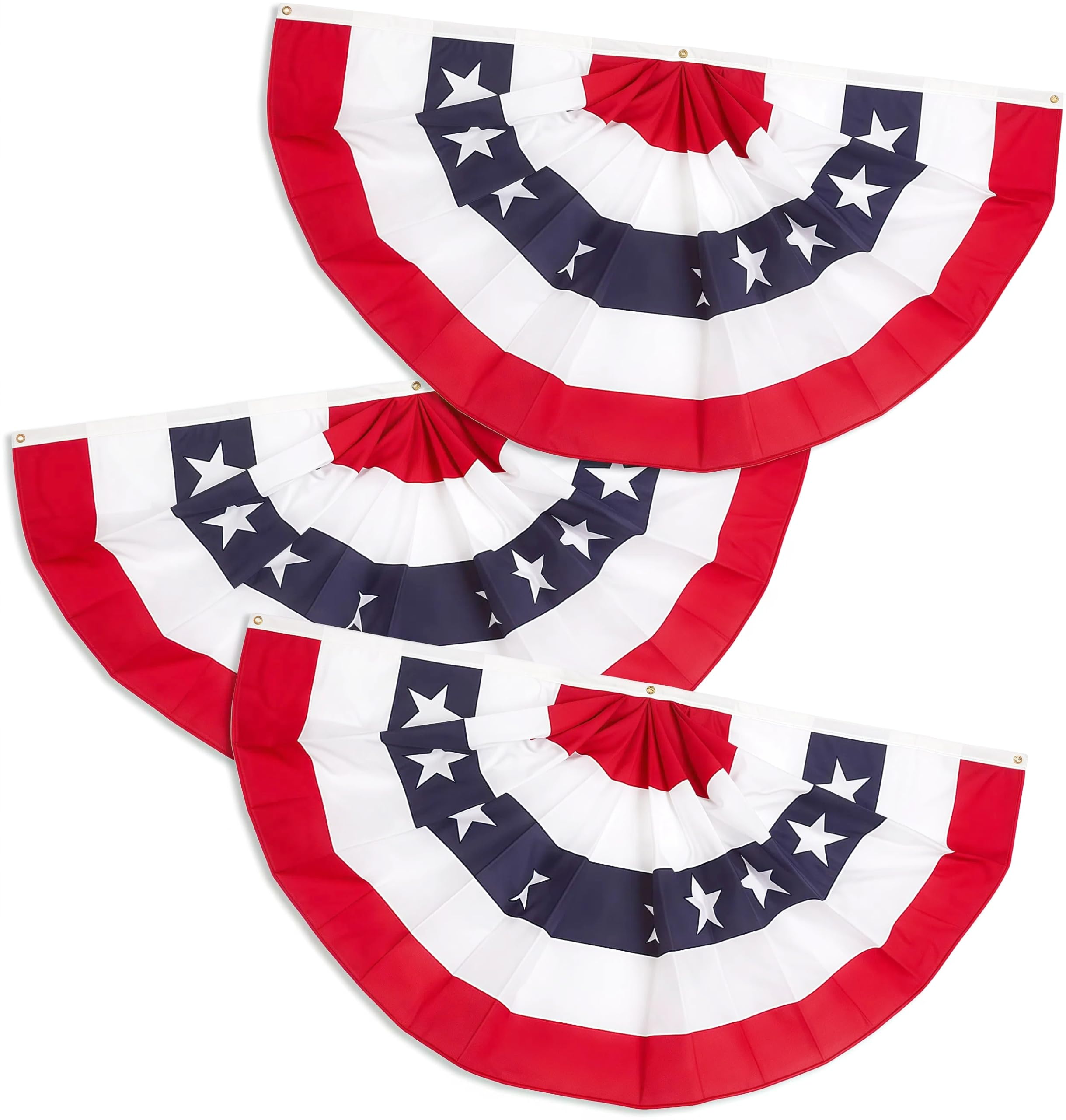 NUOGIC pleated USA flag bunting outdoors with vivid colors for celebrations.