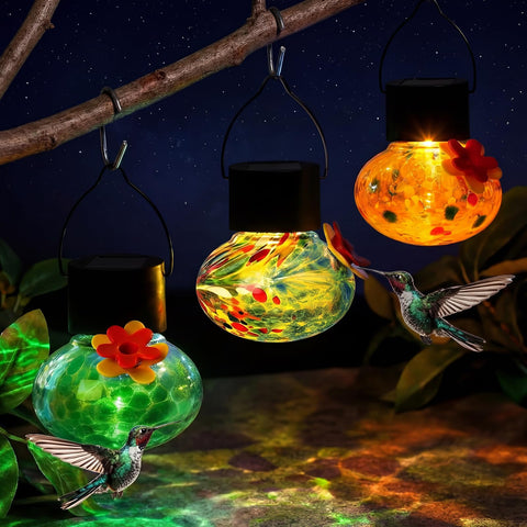 Nuogo blown glass hummingbird feeder style-1 attracts hummingbirds with durable glass.