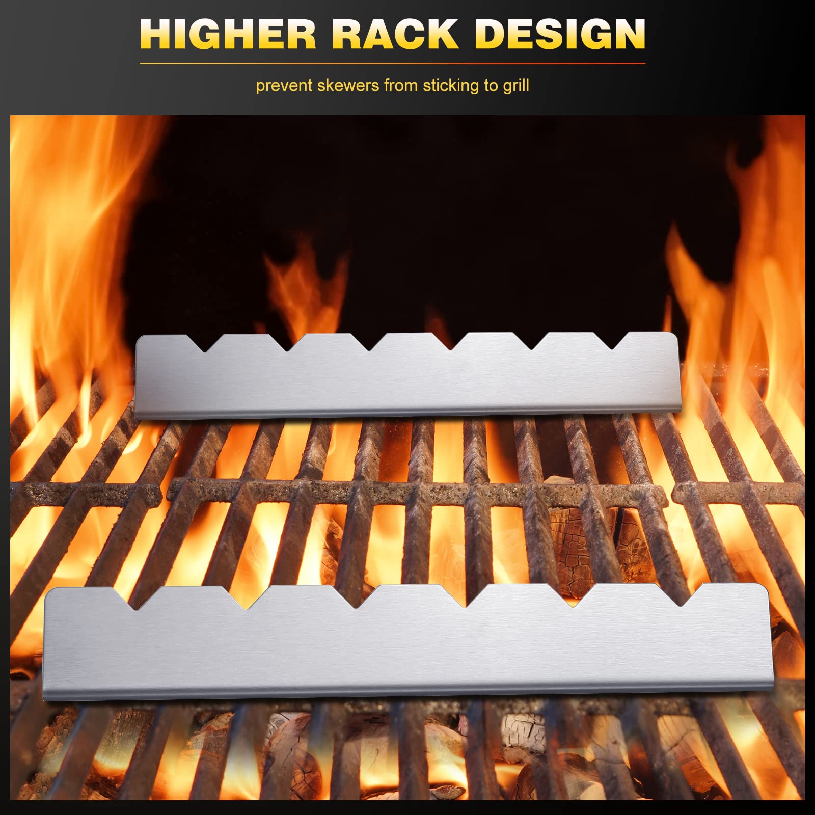 Nuogo grill skewers rack with notches keeps kebabs in place during cooking