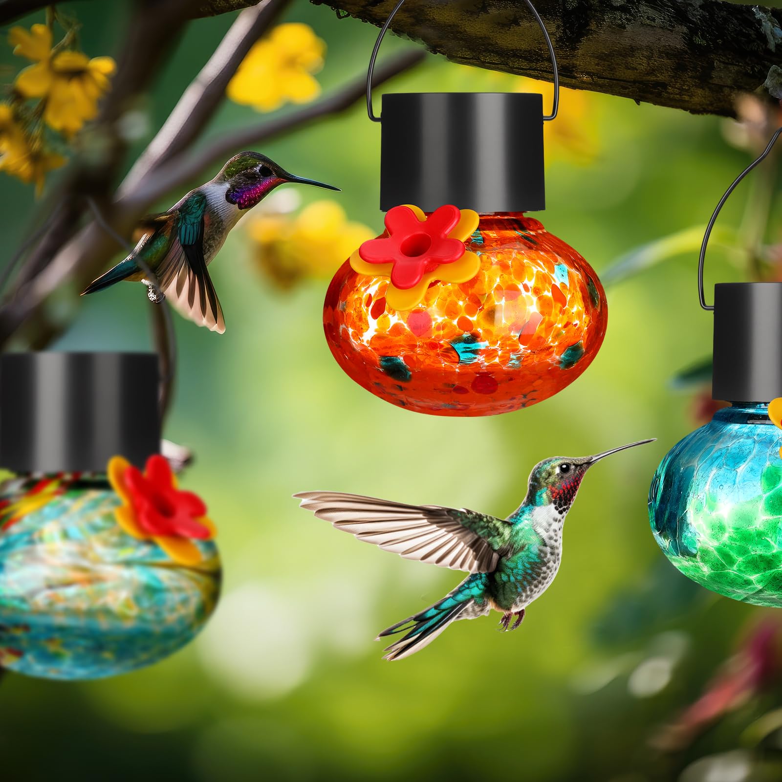 Nuogo hanging garden hummingbird feeder fits balcony or porch for easy viewing.