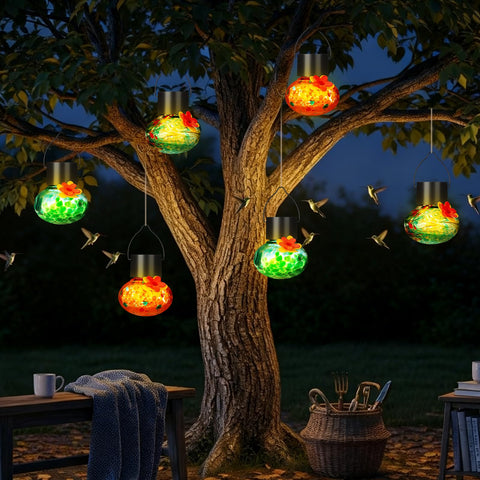 Nuogo removable bottle hummingbird feeder design makes filling and cleaning quick.