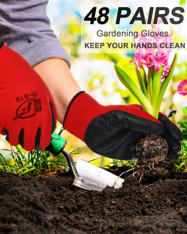 Nuogo rubber coated work gloves black and red emphasizing grip and durability