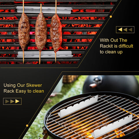 Nuogo skewers holder design highlights 2-inch apart slots for even heat and placement