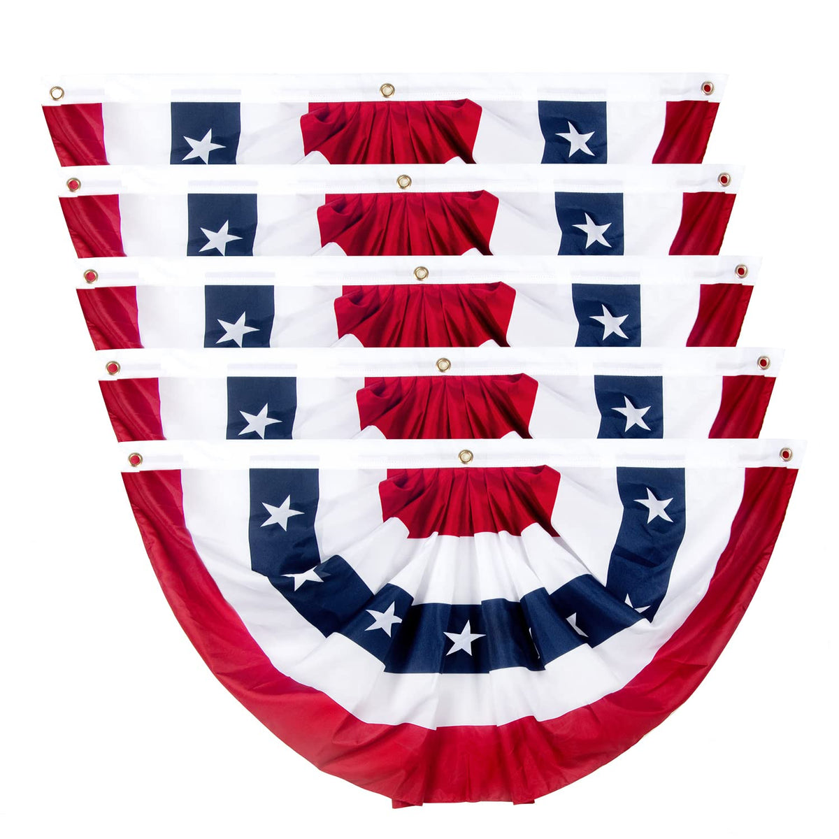 NUOLAN American pleated fan flag bunting, 4ft length, ideal for outdoor porch décor.