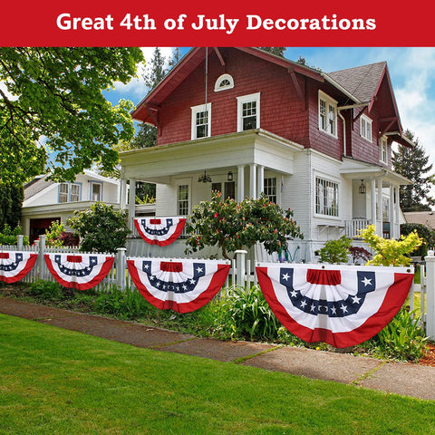 Fade-resistant colors keep the flag bunting vibrant in sun and rain.