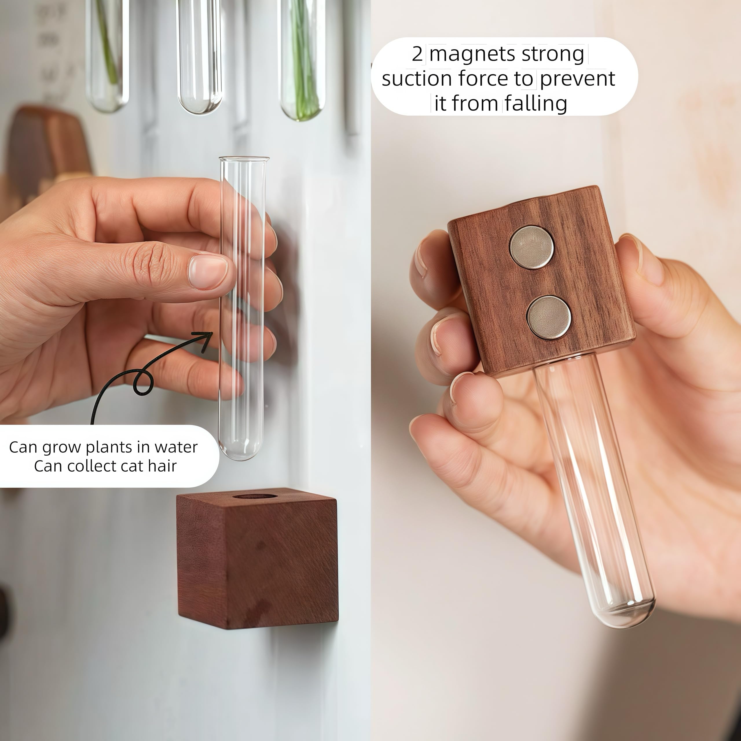 NUOLUTH fridge display shows stems within easy reach on a magnetic surface.