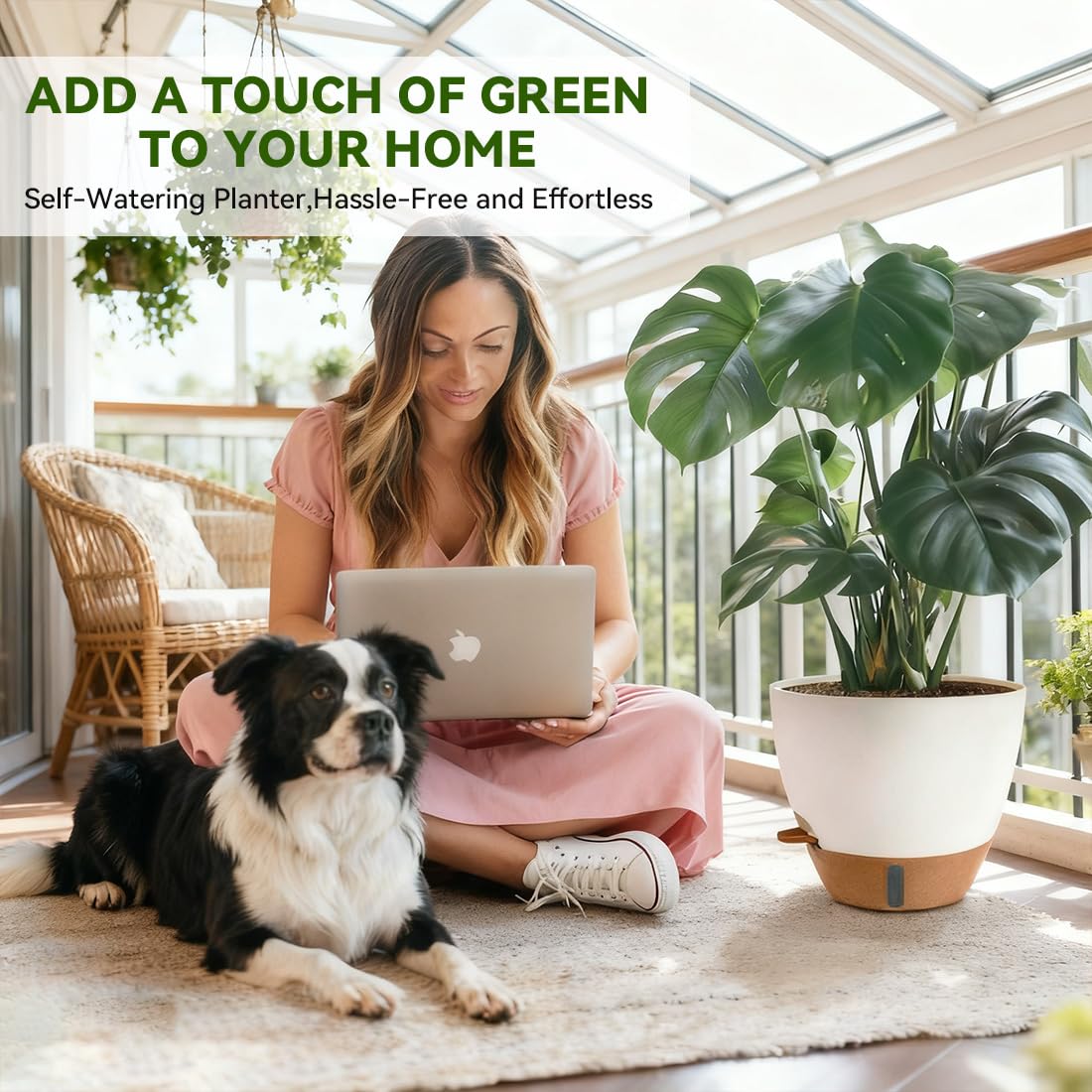 Nuotuv 10-inch large self-watering pot for indoor and outdoor greenery