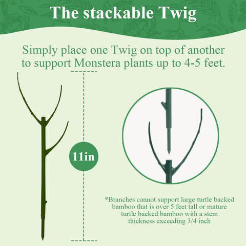 Nuotuv stackable stake closeup shows plant-like design blending with foliage.