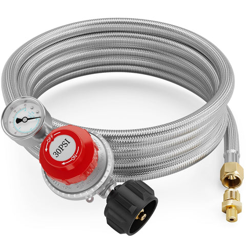 NUPICK propane regulator with hose and gauge, ideal for precise flame control.