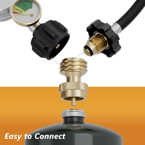 Adapter connected to a grill for easy outdoor cooking.
